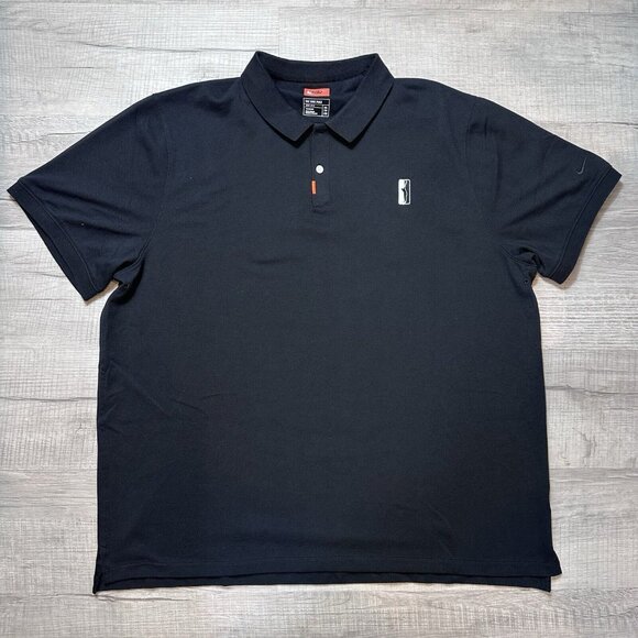 NIKE Polo Men's Golf Shirt Golfer Patch AT6111-010 Black Size 2XL EUC - Picture 1 of 8